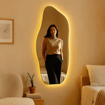 Lopazzi Großer Ganzkörperspiegel aus Bio-Baumwolle mit Warm/Cool Touch LED, 115 x 60 cm – Sale